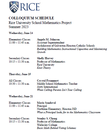 2023 Colloquium Schedule